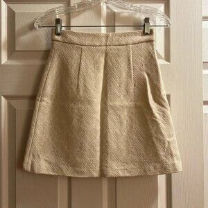 Kookai Cream Textured Mini Skirt 0
